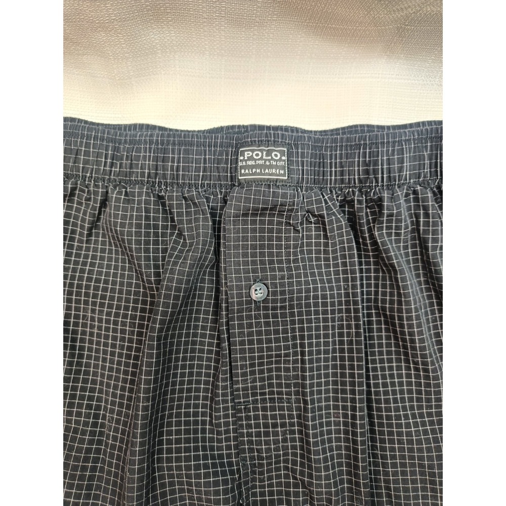Polo Ralph Lauren Men's XL Black Grid Plaid Sleep Pants Lounge Cotton
